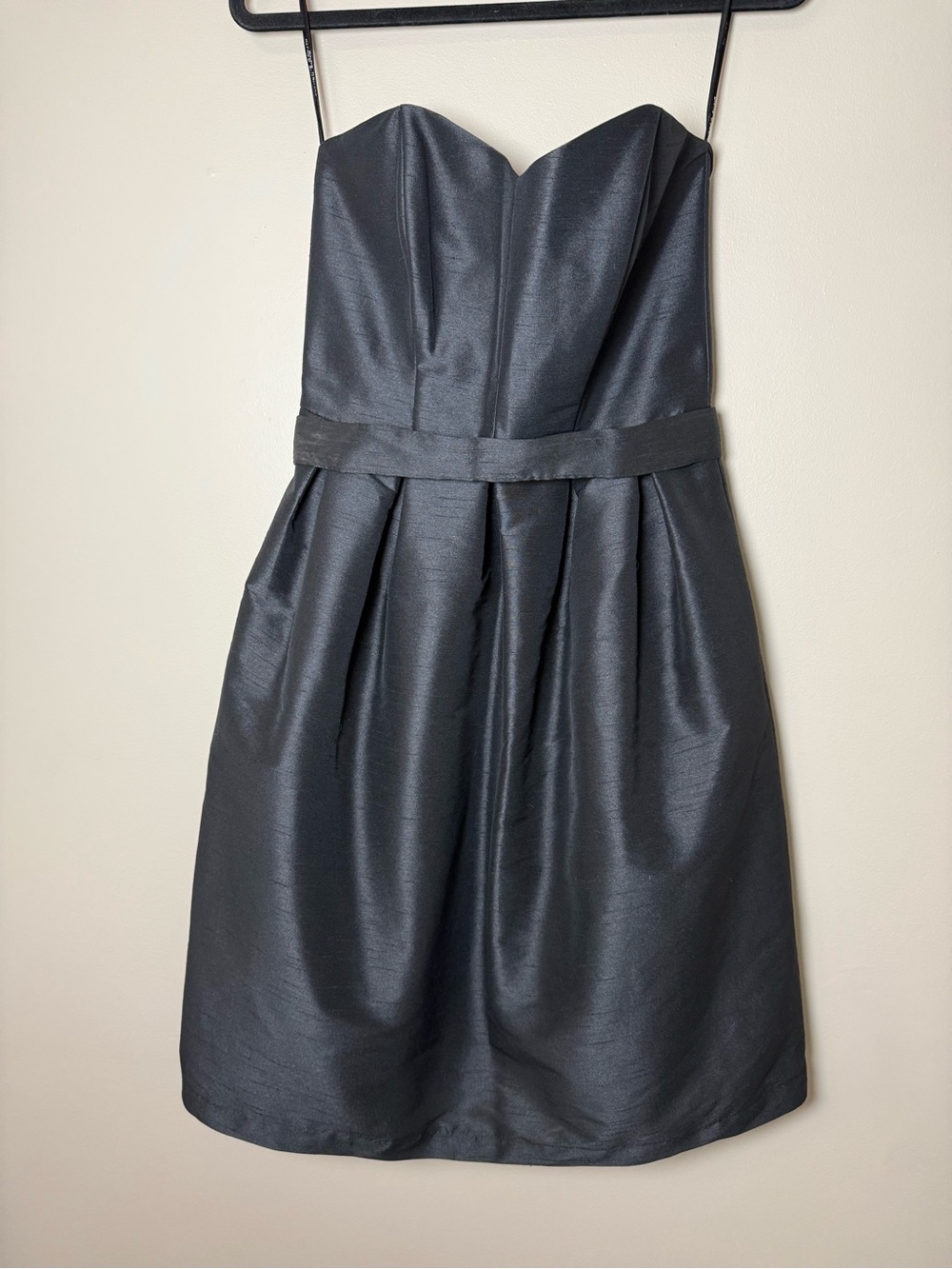 Alfred Sung Strapless Taffeta Cocktail Dress with Pockets & Belt Black Sz 6